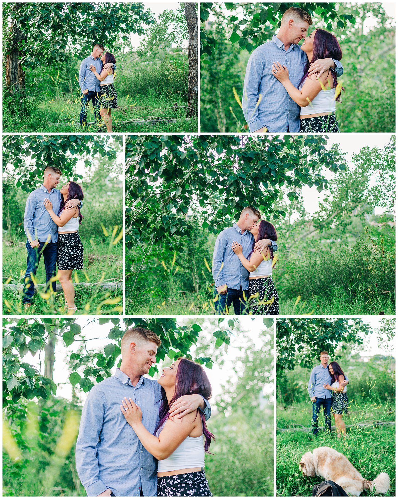 edmonton river valley engagement photos with dog 