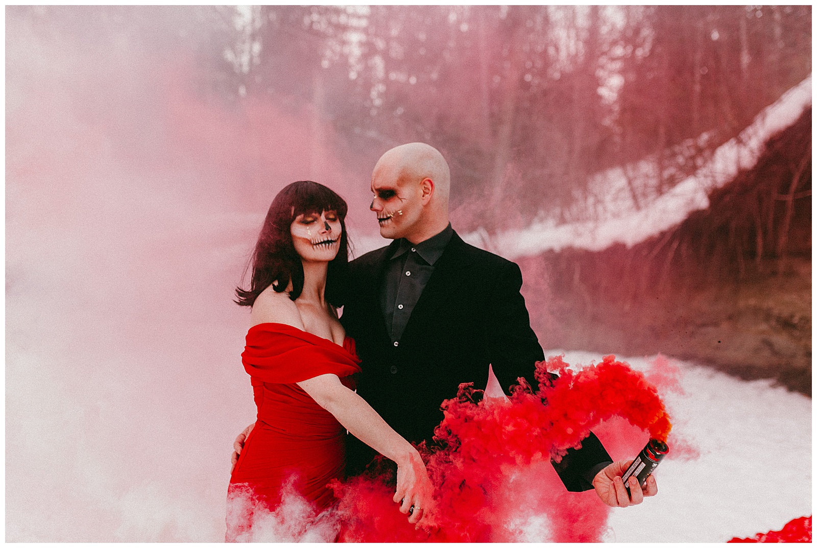 Spooky Valentine's Day Photoshoot Smoke Bombs