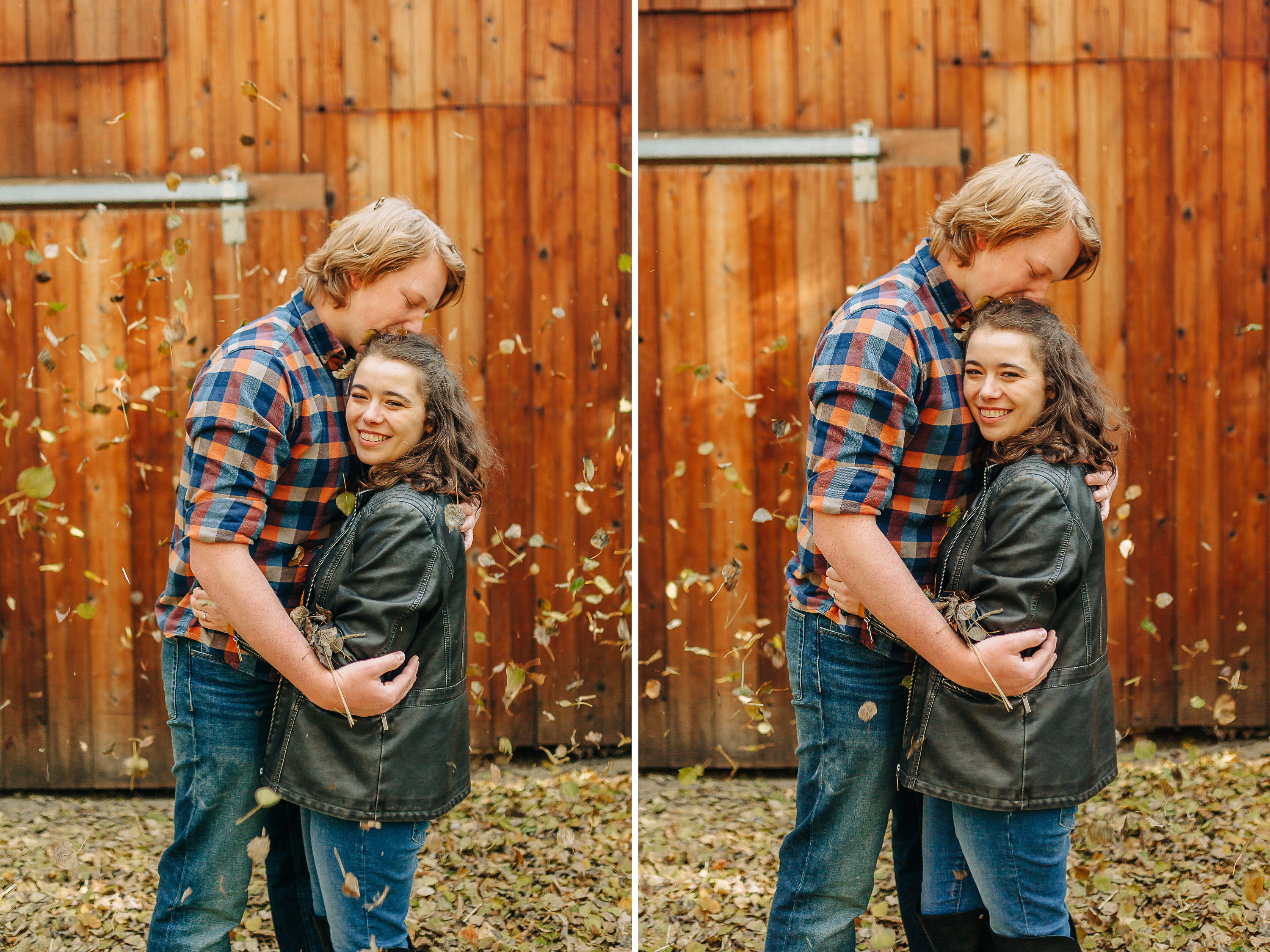 red tin barn engagement and wedding photos