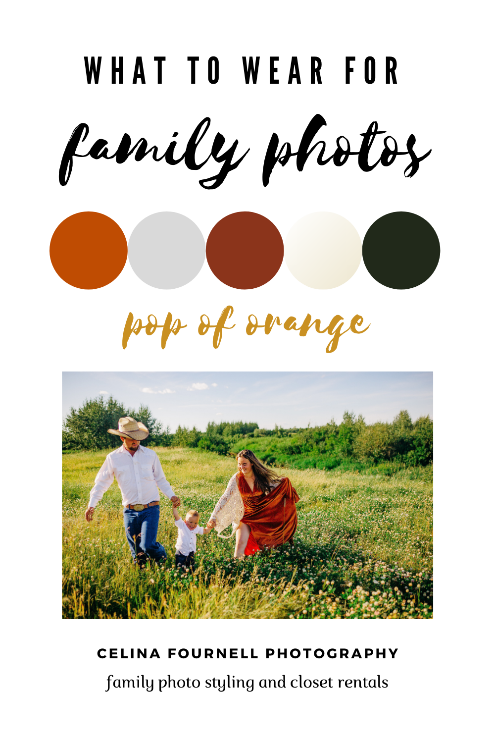What to wear for family photos - pop of orange